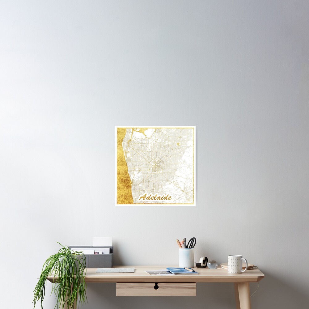 Adelaide Map Gold Poster