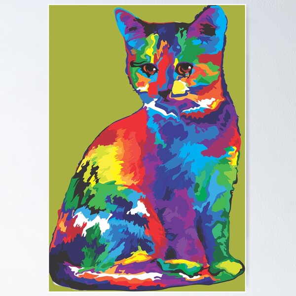 Item preview, Colourful cat designed and sold by sangvid.