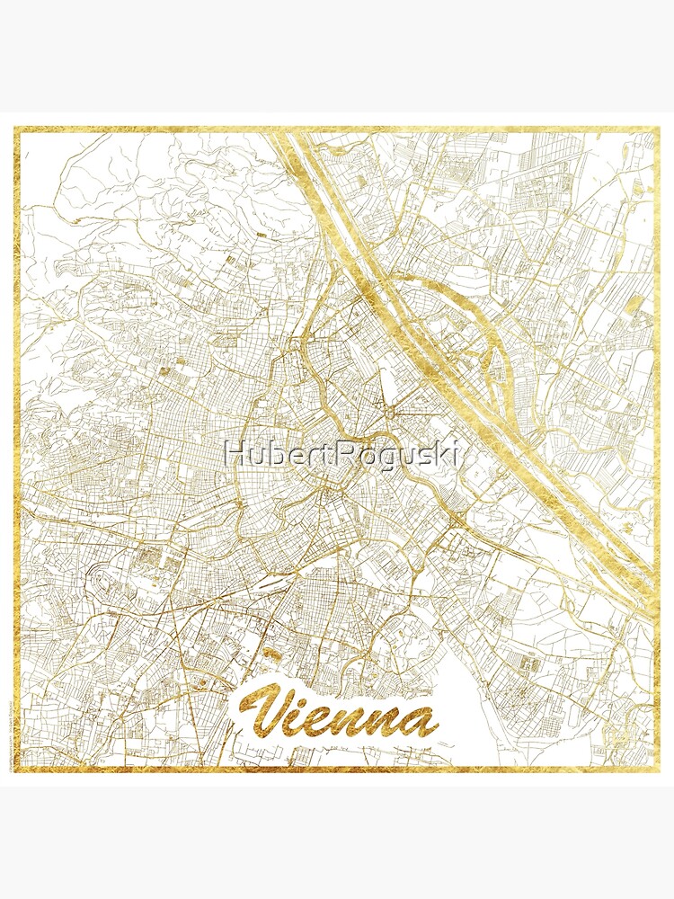 Thumbnail 3 of 3, Poster, Vienna Map Gold designed and sold by HubertRoguski.
