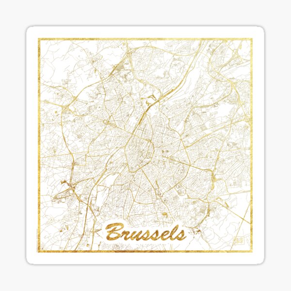 Brussels Map Gold Sticker