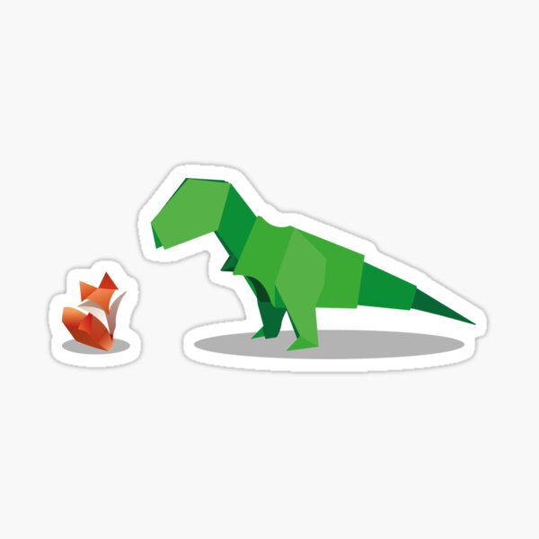 Origami renard et dinosaure Sticker