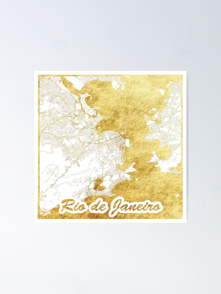 Alternate view of Rio de Janerio Map Gold Poster