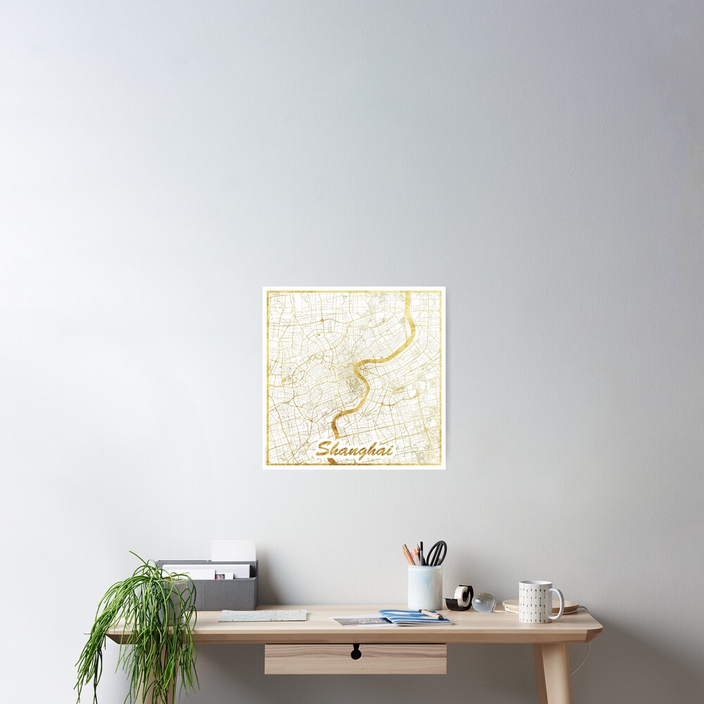 Shanghai Map Gold Poster