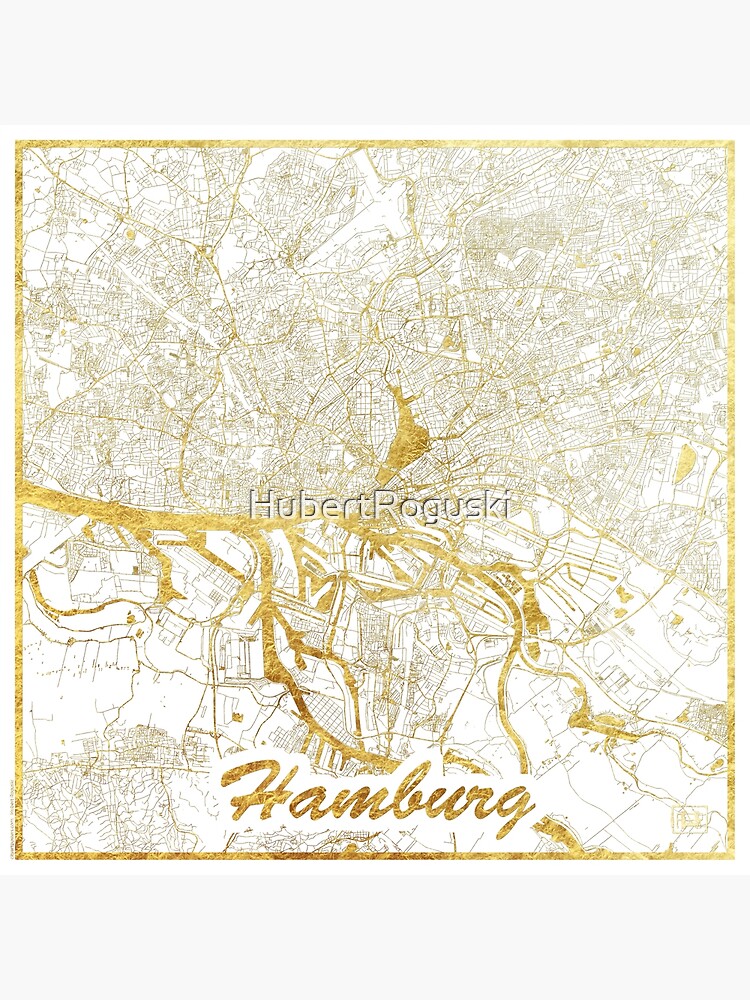 Hamburg Map Gold by HubertRoguski