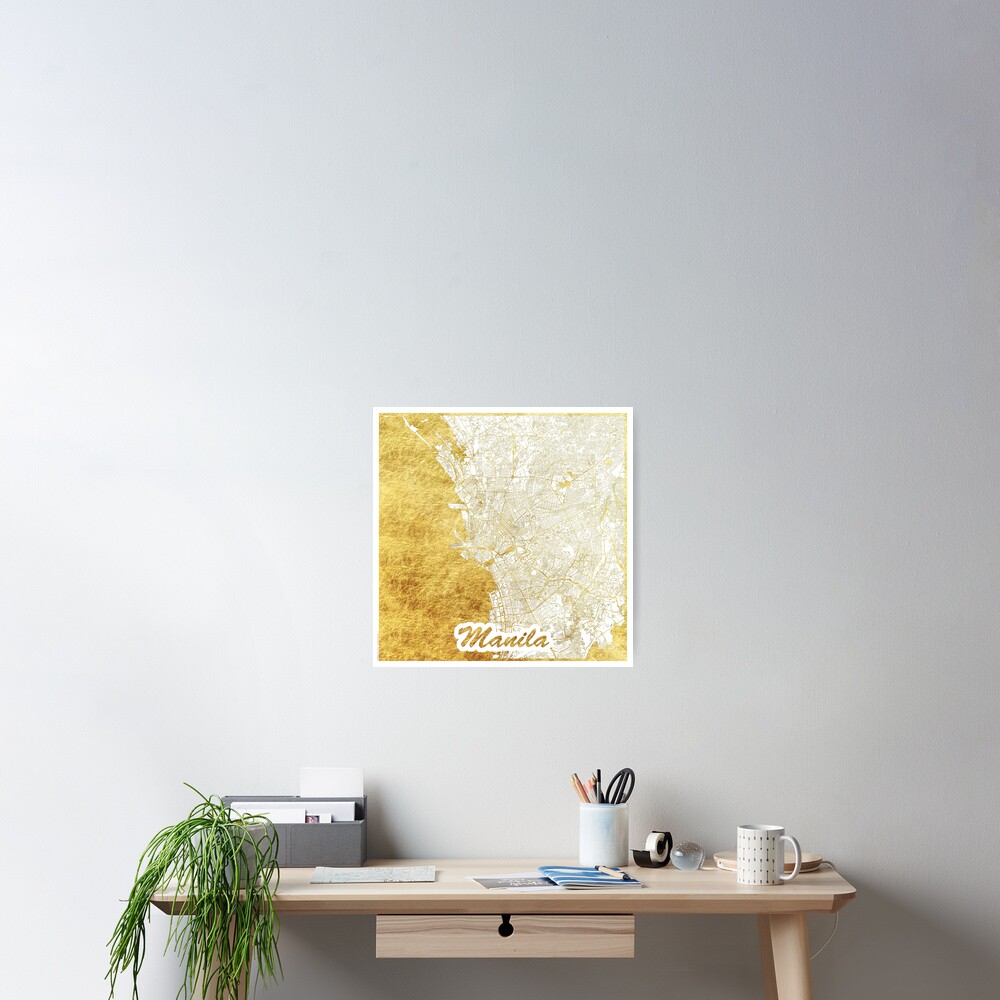 Manila Map Gold Poster