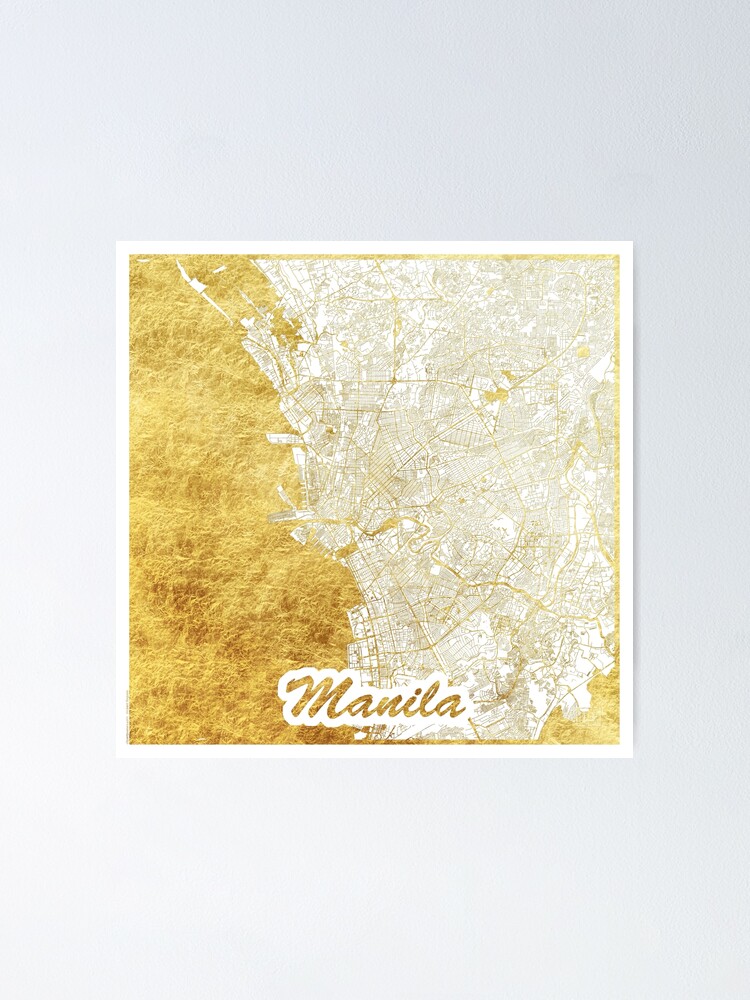 Alternate view of Manila Map Gold Poster