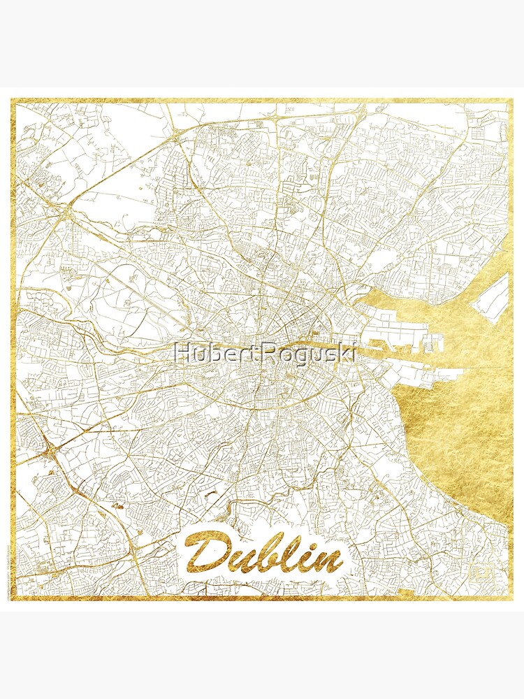 Dublin Map Gold by HubertRoguski