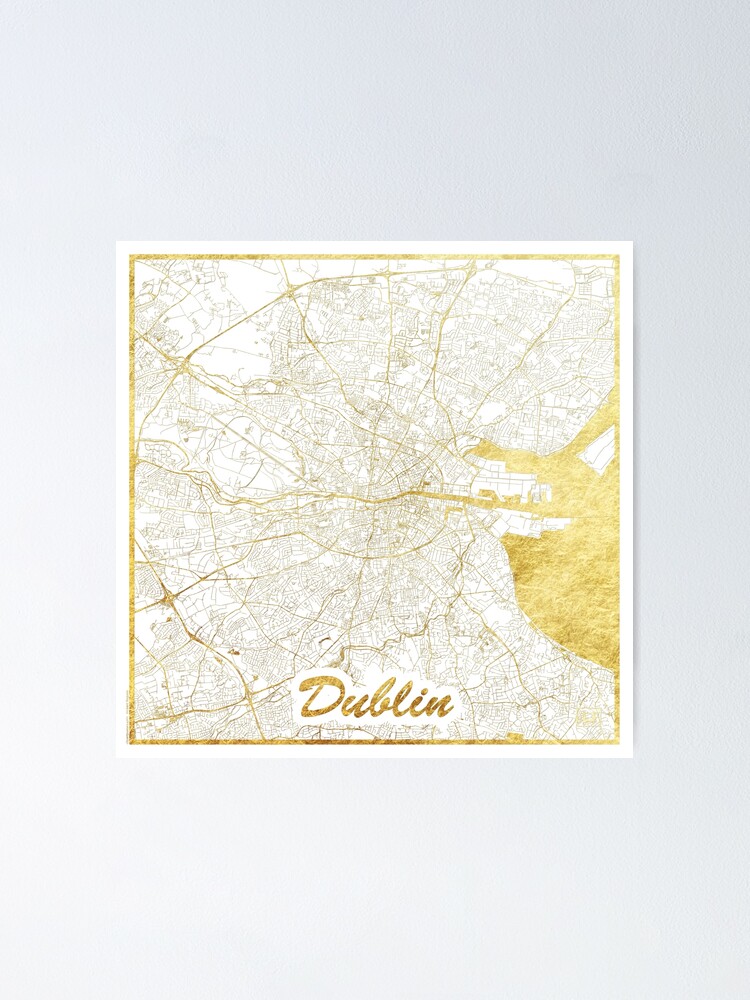 Alternate view of Dublin Map Gold Poster