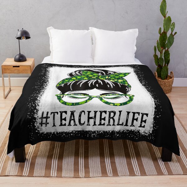 Item preview, Teacher Women Bleached Messy Bun St Patrick's Day Shamrock designed and sold by TristanPierre.