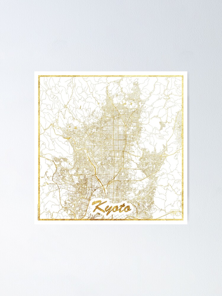 Alternate view of Kyoto Map Gold Poster
