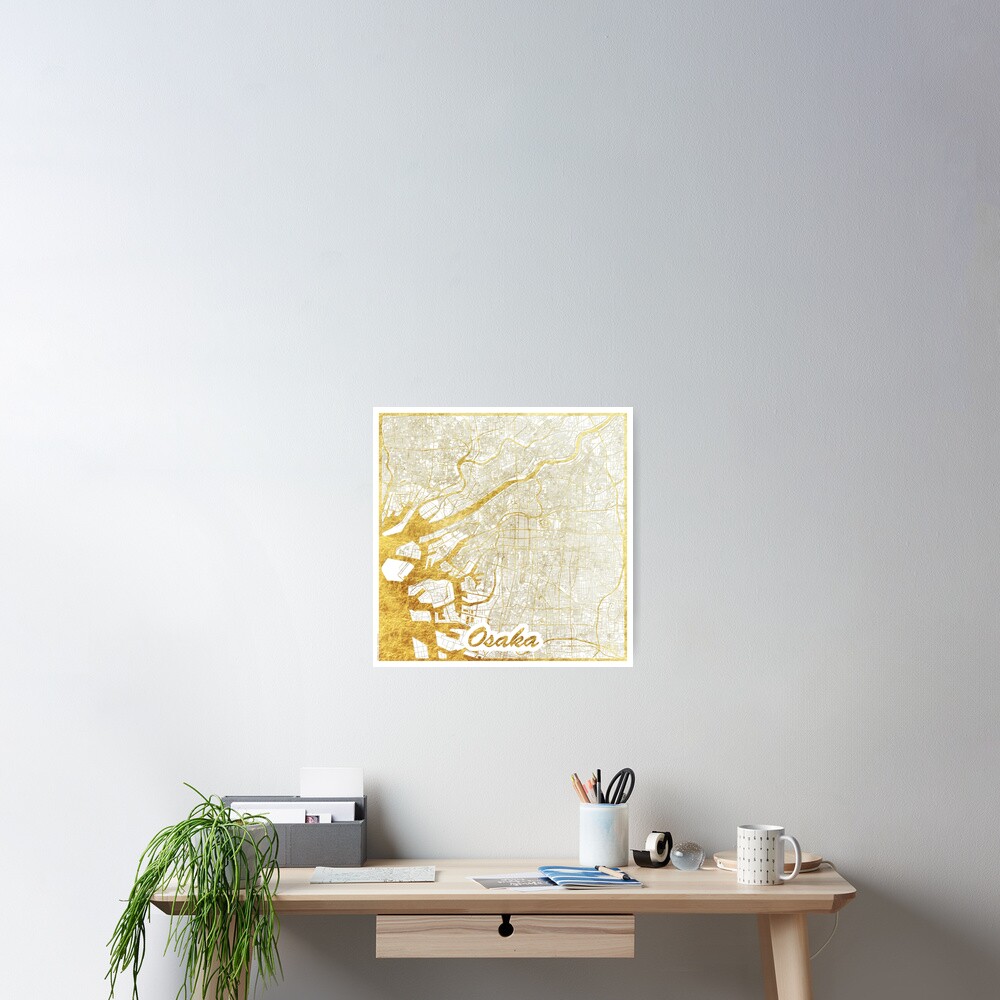 Osaka Map Gold Poster
