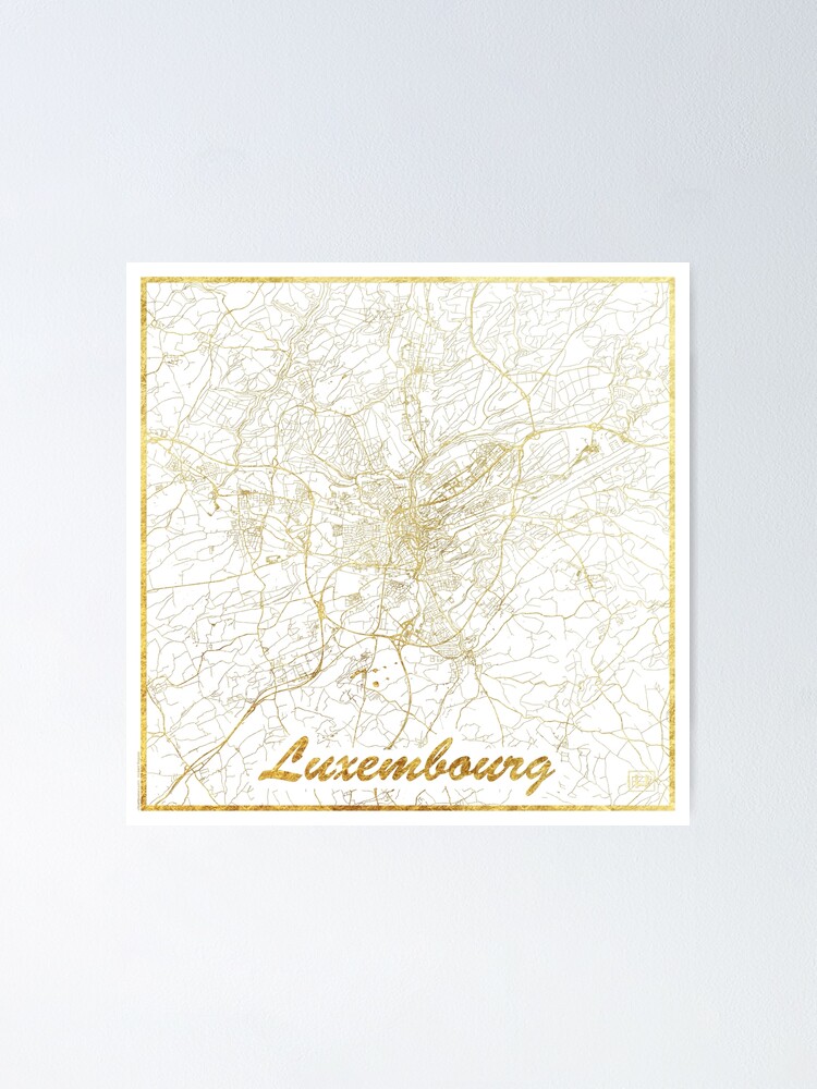 Thumbnail 2 of 3, Poster, Luxembourg Map Gold designed and sold by HubertRoguski.