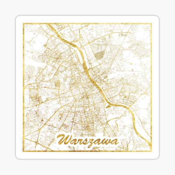Warszawa Map Gold Sticker