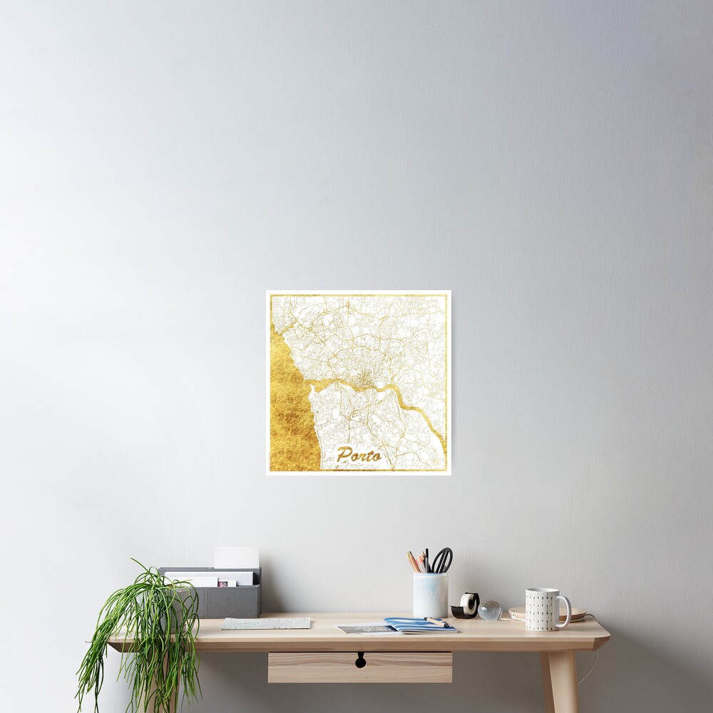 Porto Map Gold Poster