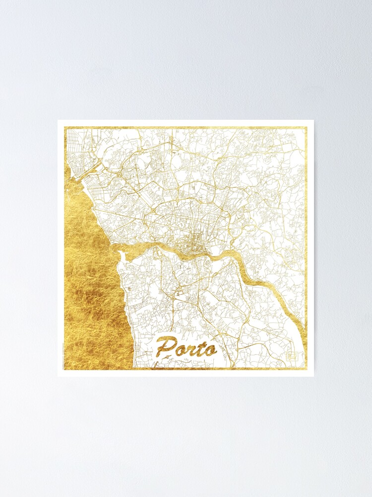 Alternate view of Porto Map Gold Poster