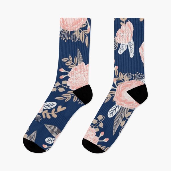 Item preview, floral bouquet pastel navy pink florals painted pattern designed and sold by Romero80.