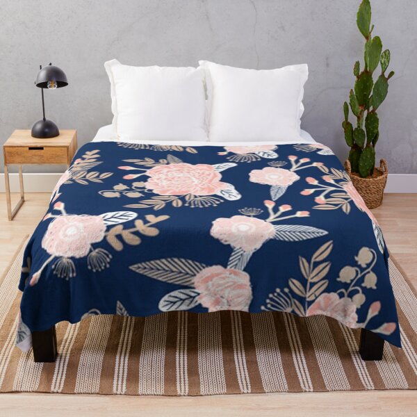 Item preview, floral bouquet pastel navy pink florals painted pattern designed and sold by Romero80.