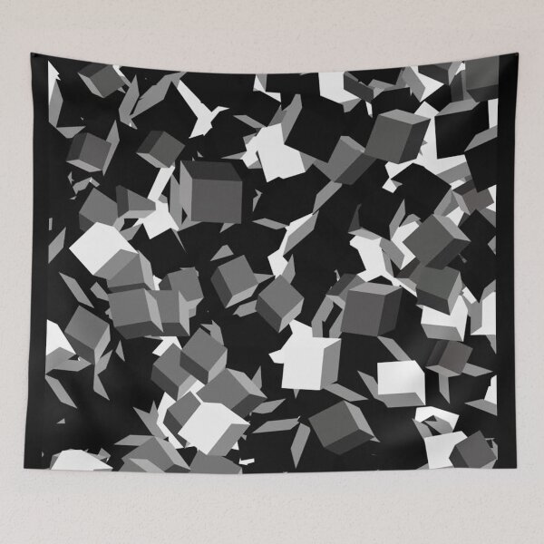 Item preview,  Abstract Art Black and White Shades Cubes designed and sold by chahakisha.