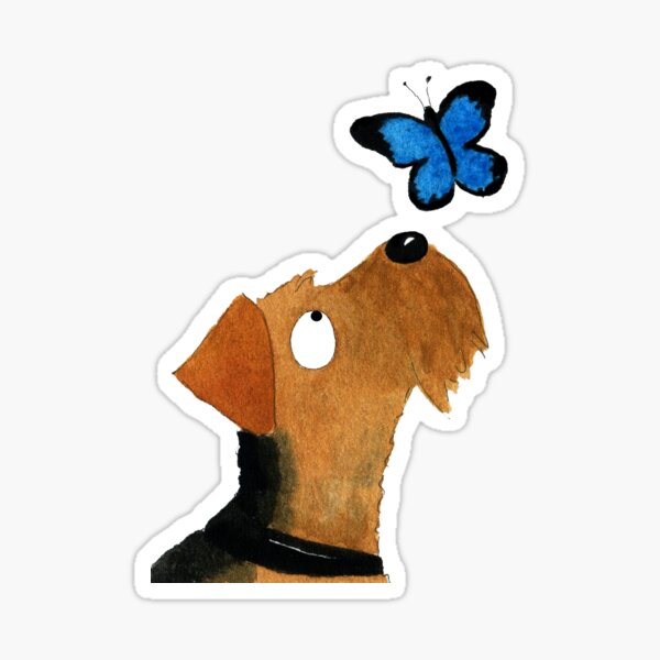 Item preview, Airedale Terrier Dog & Blue Butterfly  designed and sold by archyscottie.