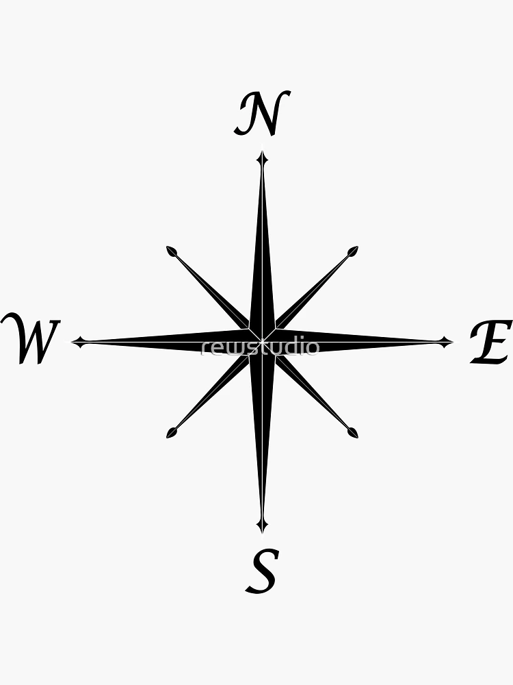 Simple Compass Rose Sticker for Sale by sudoscoobs