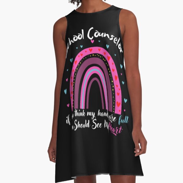 School Counselor Week Leopard Rainbow Should See My Heart A-Line Dress
