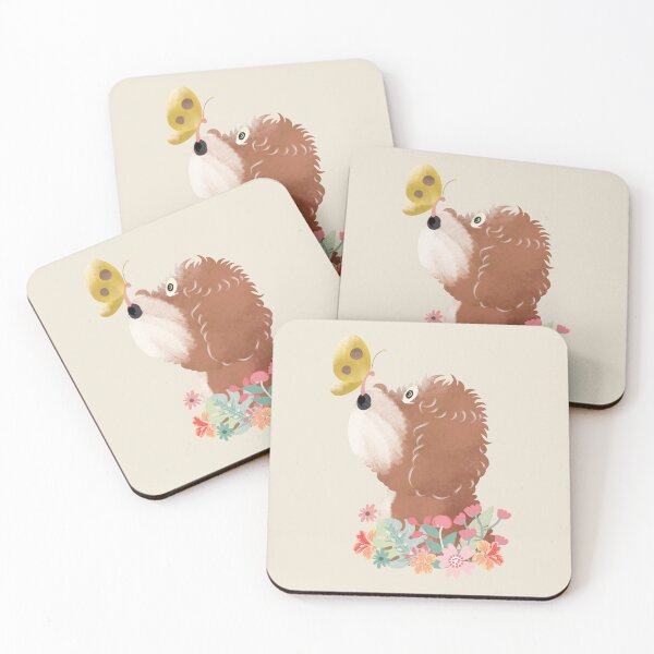 Item preview, Hello Spring! Red White Goldendoodle Labradoodle Cockapoo Cavapoo Aussiedoodle designed and sold by Lulupainting.
