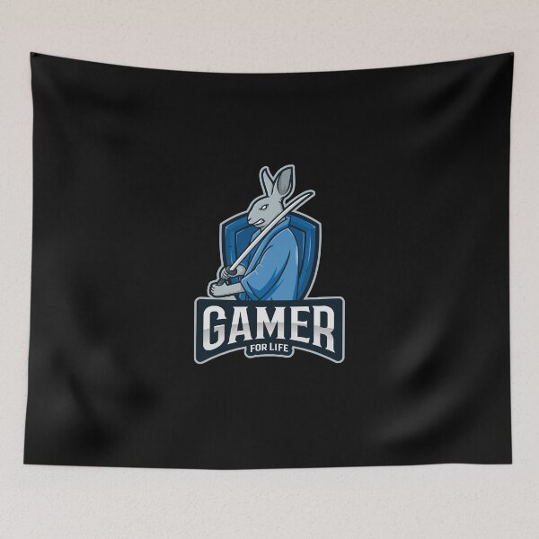 Item preview, Gamer for Life with Rabbit holding a Samurai Sword designed and sold by PRIVARSHU.
