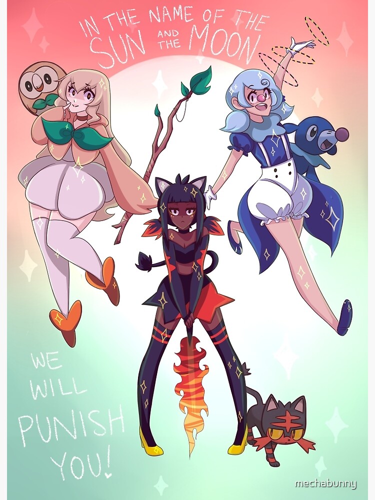 Pokemon Sun Moon Magical Girls Art Board Print By Mechabunny Redbubble