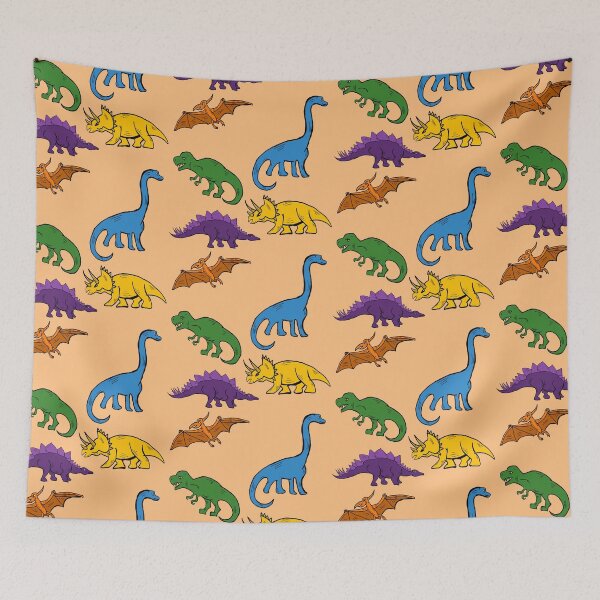 Item preview, Multicolor Dinosaur print light orange designed and sold by DemonicGloom.