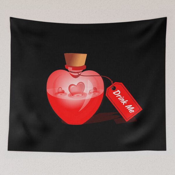 Aperçu de l'œuvre Buvez-moi une bouteille en verre en forme de coeur avec amour - Citation de la vie et de l'amour créée et vendue par bluehatgraphics.