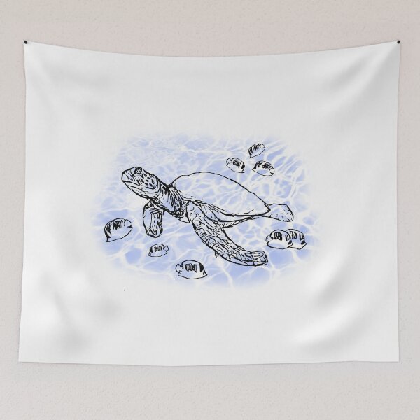 Item preview, Sea Turtle with raccoon butterfly fish designed and sold by stephaniepeters.
