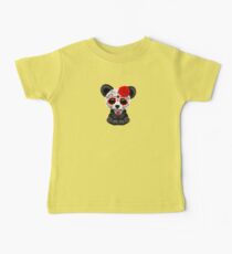 Red Day of the Dead Sugar Skull Panda on Yellow Baby Tee