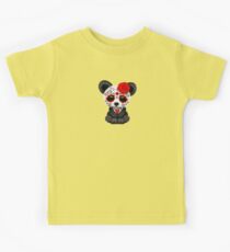 Roter Tag des toten Zuckerschädel-Pandas auf Gelb Kinder T-Shirt