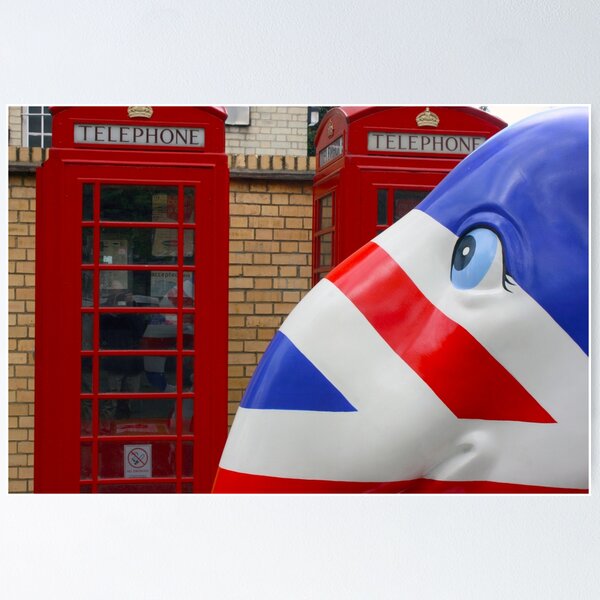 Item preview, British elephant outside English telephone box designed and sold by photoslot.