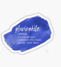 Pluviophile Word Nerd - Rainy Day - Blue Watercolor Sticker