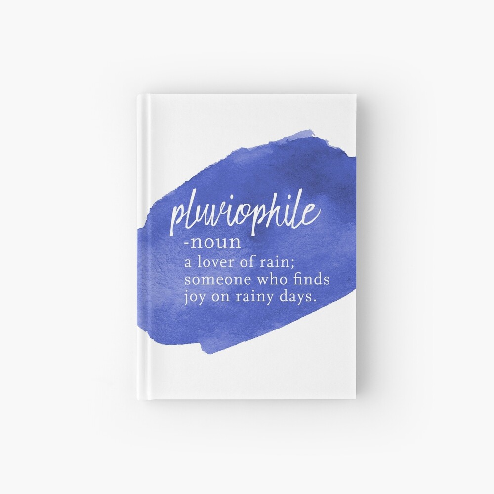 Pluviophile Word Nerd - Rainy Day - Blue Watercolor Hardcover Journal