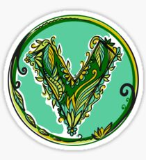 V like vegan, vegetarian, plant, save planet earth, green lifestyle Sticker