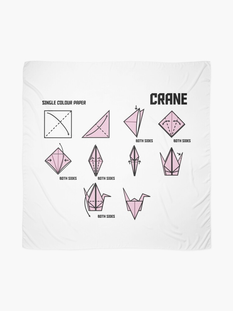Origami Crane Instructional in Pink Scarf