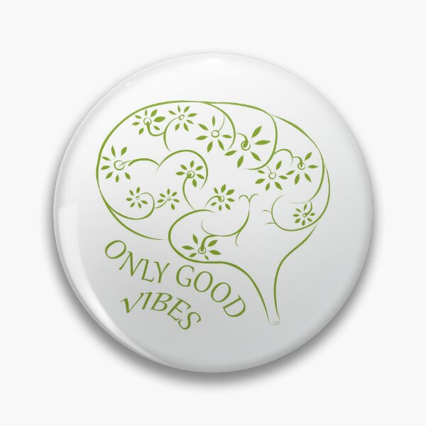 Item preview, Only good vibes. Green brain with quote designed and sold by evk-art.