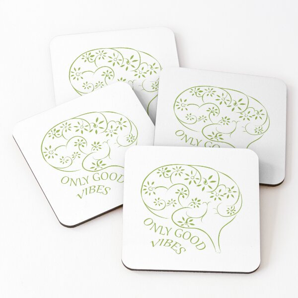 Item preview, Only good vibes. Green brain with quote designed and sold by evk-art.