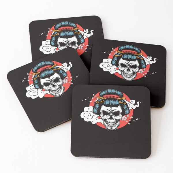 Item preview, Japanese Art Girl Skull Samurai Japan Flag Ninja Shinobi designed and sold by TomGiantDesigns.