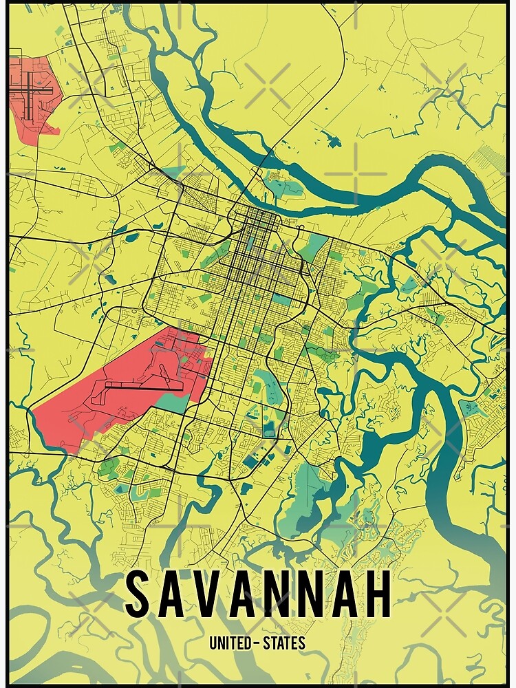 "Savannah printable map in gerogia A great gift For map lovers