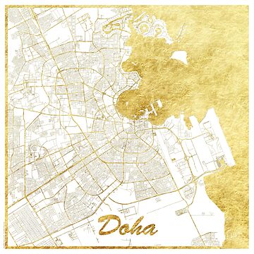 Artwork thumbnail, Doha Map Gold by HubertRoguski