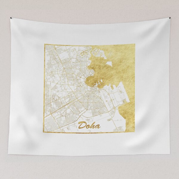 Item preview, Doha Map Gold designed and sold by HubertRoguski.