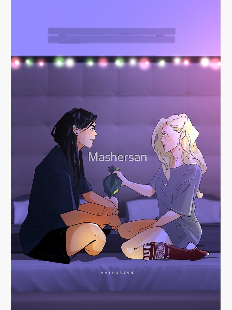 Mitsu and Celia kiss deep Blindfold Mashersan Sticker for Sale by  Mashersan