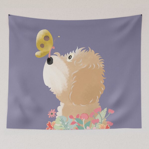Item preview, Hello Spring! White Cream Goldendoodle Labradoodle Cockapoo Cavapoo designed and sold by Lulupainting.