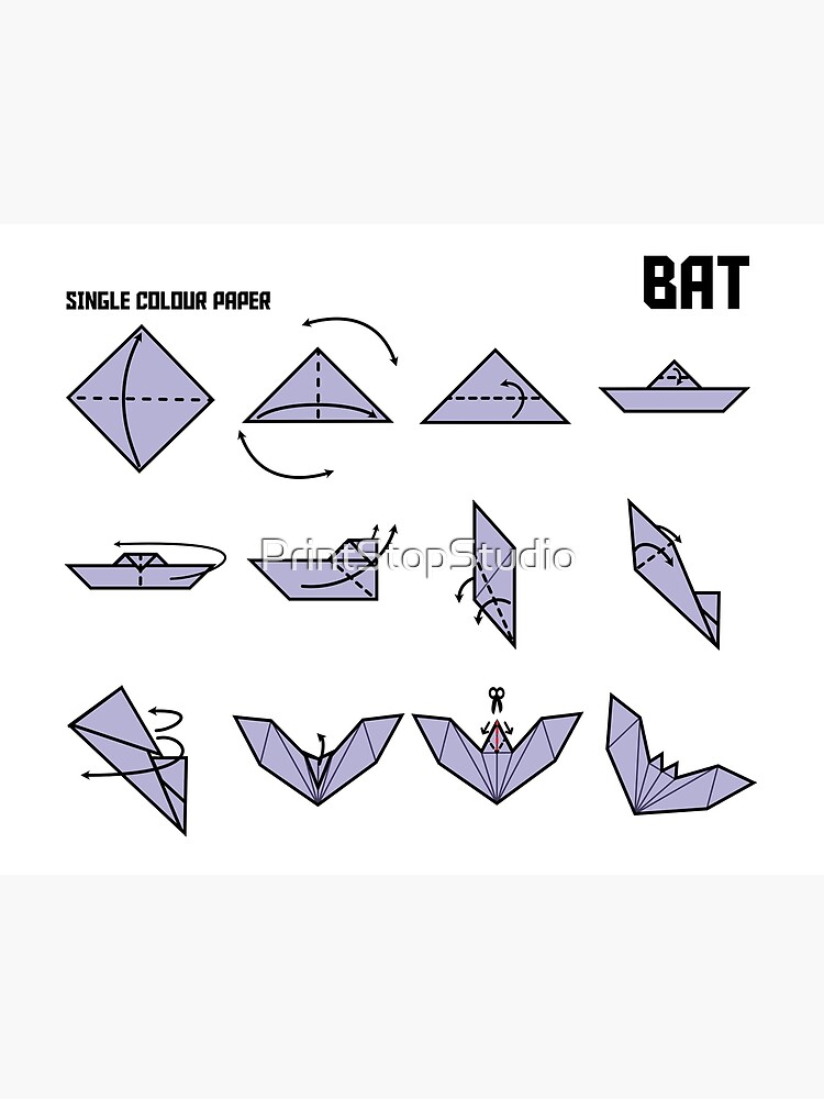 Origami Bat Instructions in Lilac
