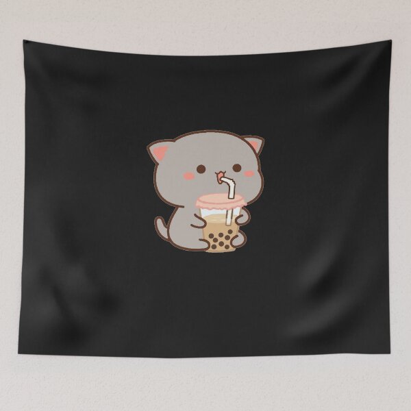 Item preview, cat drinking bubble tea Sticker designed and sold by MaksimVukicevic.