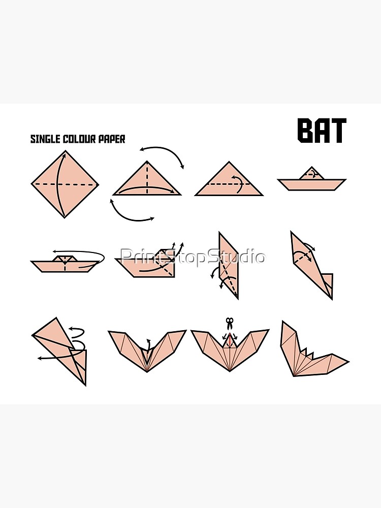 Origami Bat Instructions in Orange