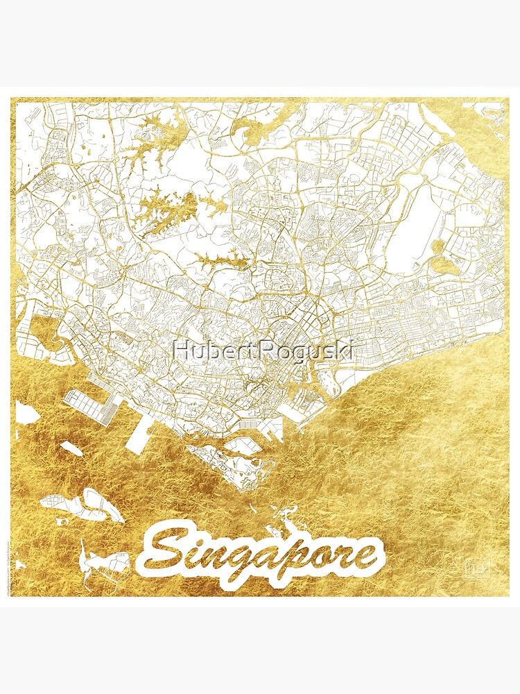 Singapore Map Gold by HubertRoguski